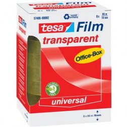 Tesafilm 19mm x 66m transparent 57406 Office-Box Packung 8 Stück - 7177