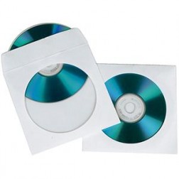 Soennecken 3750 CD/DVD-Papierhüllen weiß für 1 CD/DVD Lasche + Fenster Packung 100 Stück - 8082