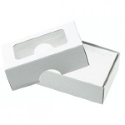 Visitenkartenboxen, 340 g/qm, 90x58x30mm, 02007890, VE 250Stück weiß mit Fenster - 10922